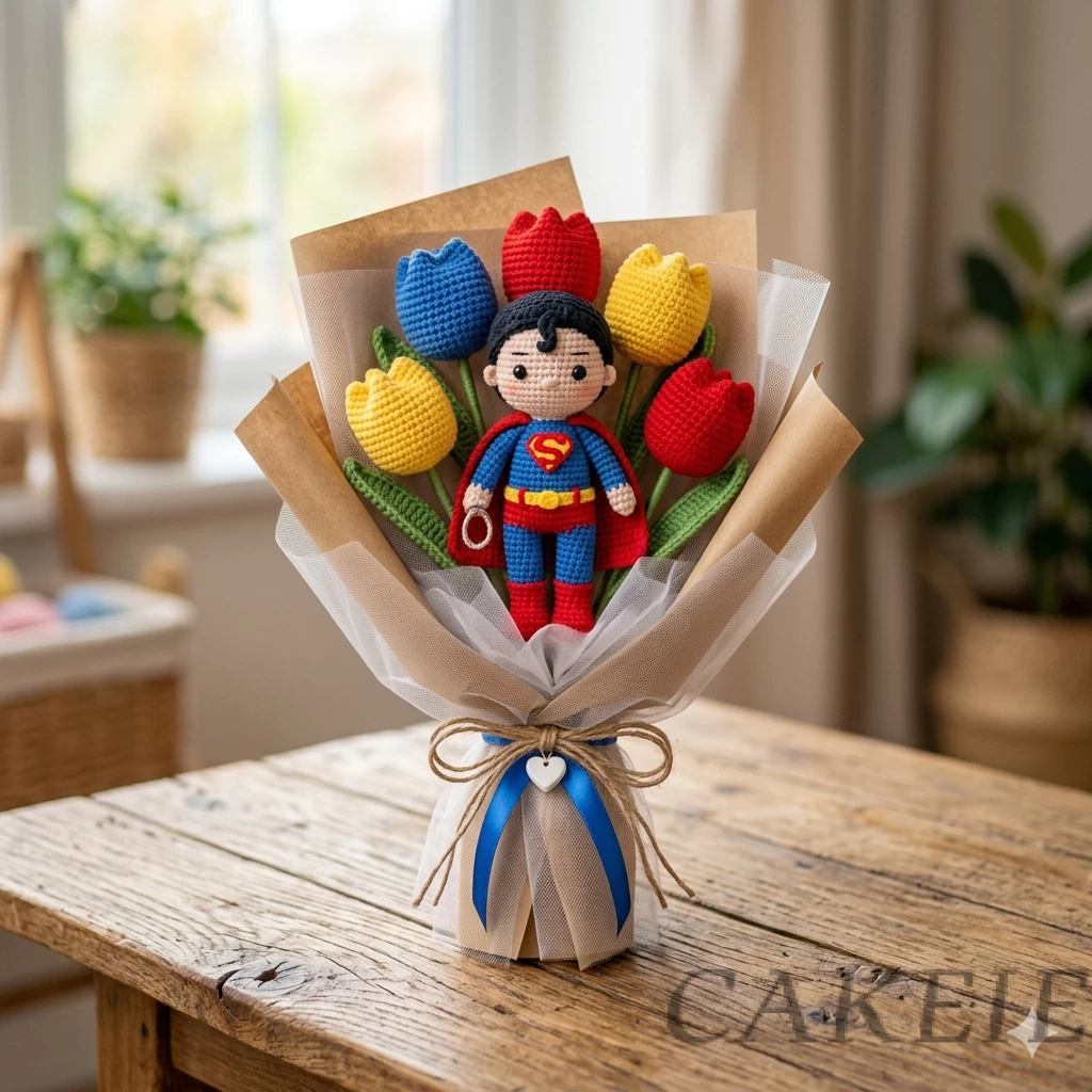 Superman Crochet Tulip Bouquet